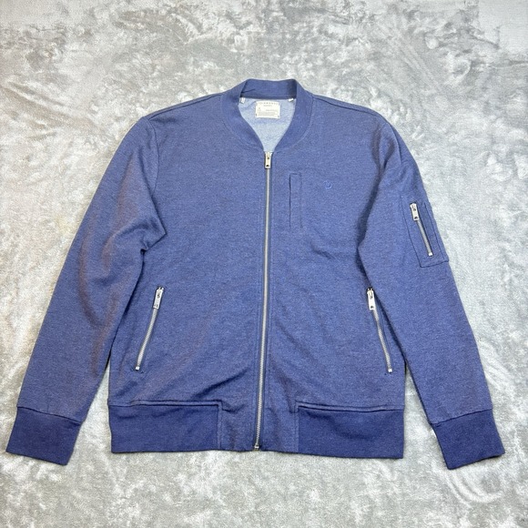7Diamonds Blue Full Zip Bomber Jacket Men's Large Modern Knit Casual Streetwear - Picture 10 of 15